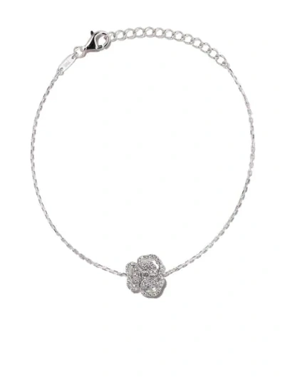 As29 18kt White Gold Roselia Flower Small Diamond Bracelet In Silver