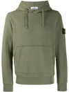 Stone Island Logo Hoodie In Green