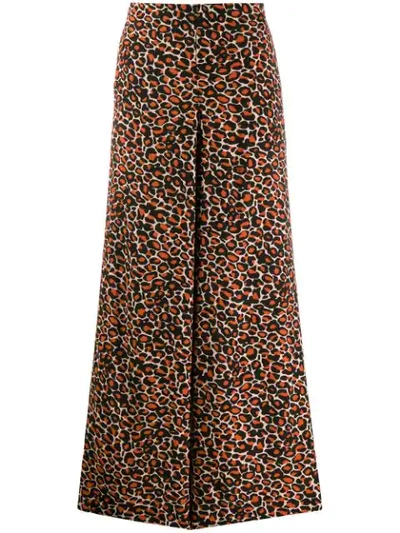 Bellerose Leopard Cropped Palazzo Trousers In Red