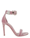 Alexander Mcqueen Velvet Stiletto Sandals In Pink