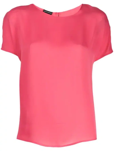 Emporio Armani Round Neck Silk Blouse In Pink