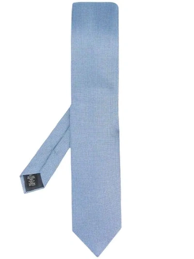 Ermenegildo Zegna Micro Geometric Pattern Tie In Blue