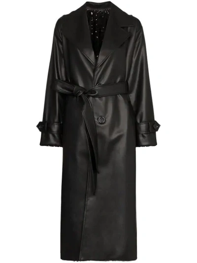 Anouki Reversible Sequinned Trench Coat In Black