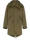 Ten C Mid-length Cotton Parka Jacket In Green