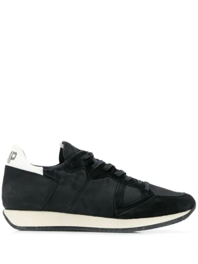 Philippe Model Monaco Sneakers In Black Suede And Fabric
