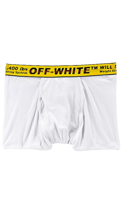 Off-white Logoed Elastic Band Cotton Trunks In White & Yellow