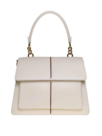 Marni Shoulder Bag Attache In Leather Ivory Color In White