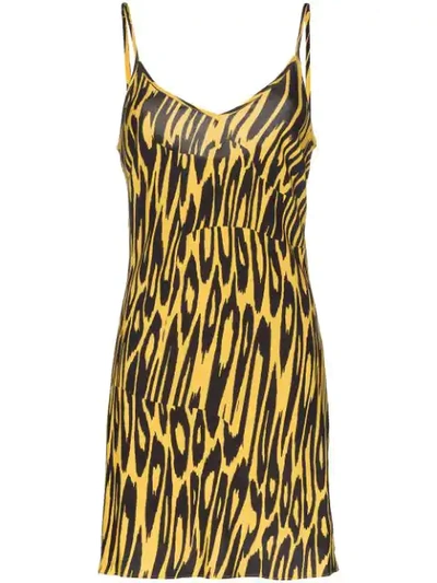 Double Rainbouu Tiger Print Slip Dress In Yellow