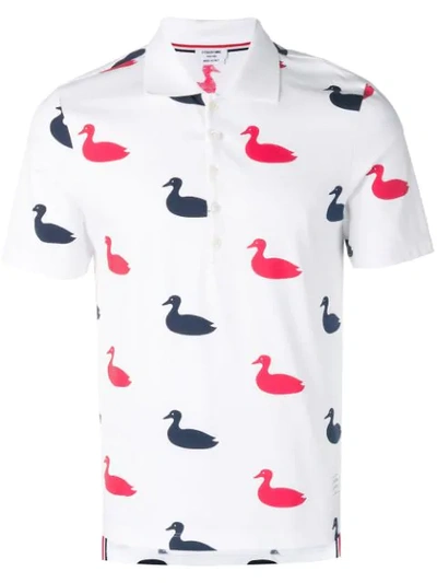 Thom Browne Allover Ducks Jersey Polo In 960 Red, White, And Blue