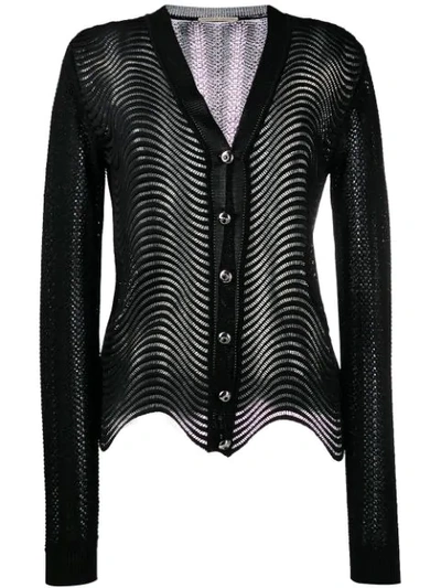 Marco De Vincenzo Wave-knit Cardigan In Black