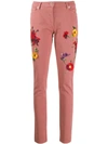 Blumarine Floral Embroidered Skinny Jeans In Pink