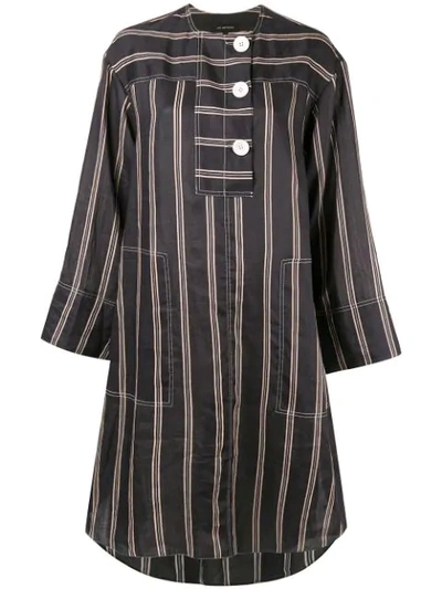 Lee Mathews Granada Striped Shirt Dress In Black