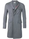 Thom Browne Rwb Stripe Unconstructed Overcoat In Grey