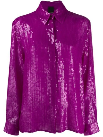 Pinko Sequin Shirt In Purple