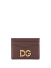 Dolce & Gabbana Dg Amore Logo Cardholder In Brown