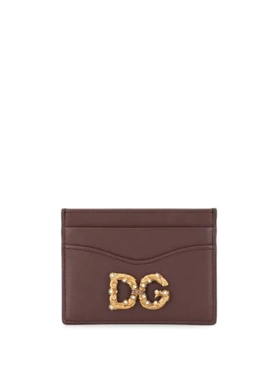 Dolce & Gabbana Dg Amore Logo Cardholder In Brown