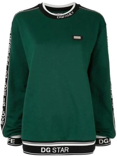Dolce & Gabbana Slogan Knitted Sweater In V0340 Dark Musk Green