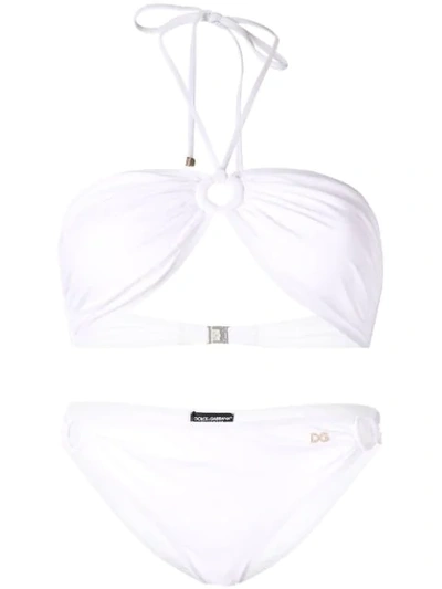 Dolce & Gabbana Halterneck Bikini Set In White