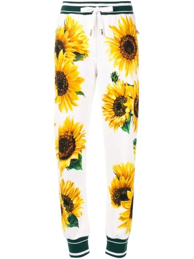 Dolce & Gabbana Sunflower Print Trousers In Yellow