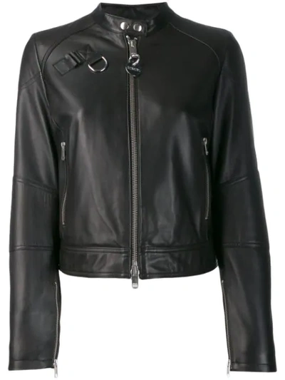 Diesel Zipped Biker Jacket In Black