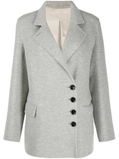 Joseph Lyne Diagonal Button Coat In Grey