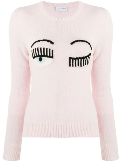 Chiara Ferragni Winking Eye Knitted Jumper In Pink