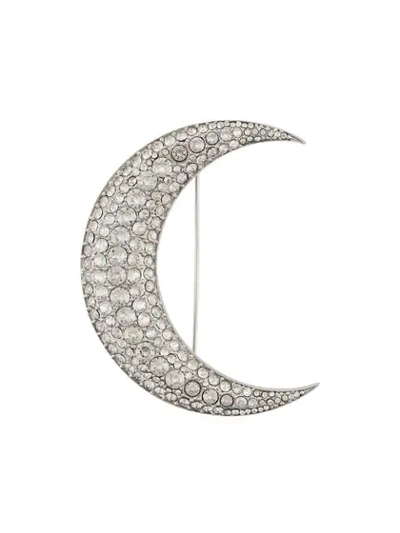 Isabel Marant Strass-embellished Moon Brooch In Silver