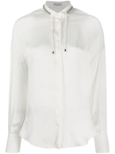 Brunello Cucinelli Bead-embellished Shirt In White