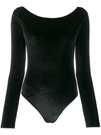 Oseree Slim-fit Backless Bodysuit In Black