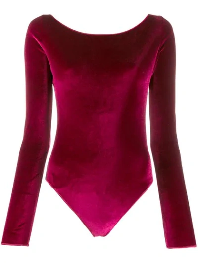 Oseree Textured Effect Bodysuit In Red