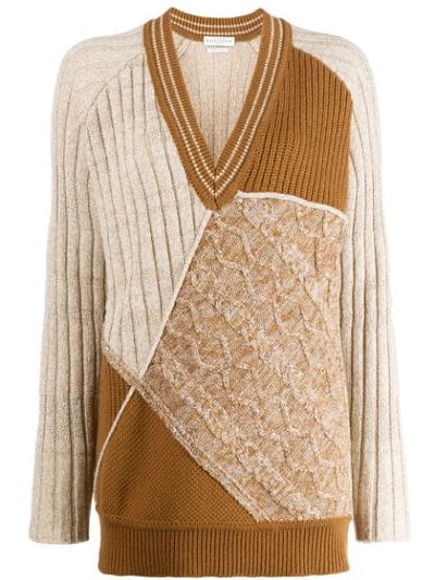 Ballantyne Colour Blocked Knitted Jumper In Brown