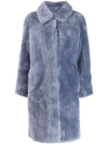 Yves Salomon Meteo Fur-trimmed Wool Coat In A7083 Bleu Glacier