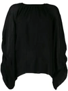 Rochas Ruched Sleeve Blouse In 001 Black