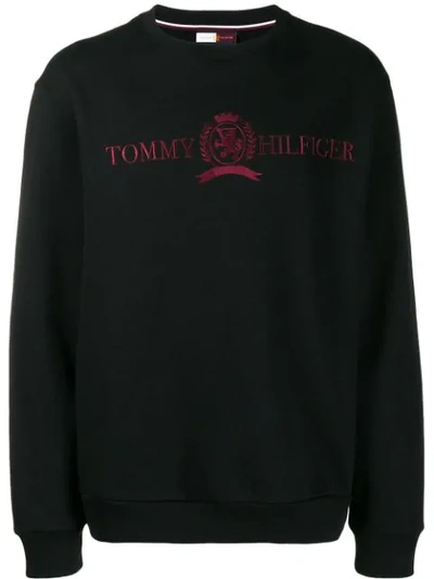 Tommy Hilfiger Logo Embroidered Sweatshirt In Black