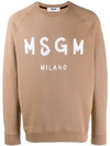 Msgm Logo Print Sweatshirt In Neutrals