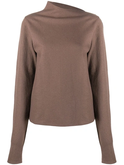 Lemaire Asymmetric Neck Jumper In Brown