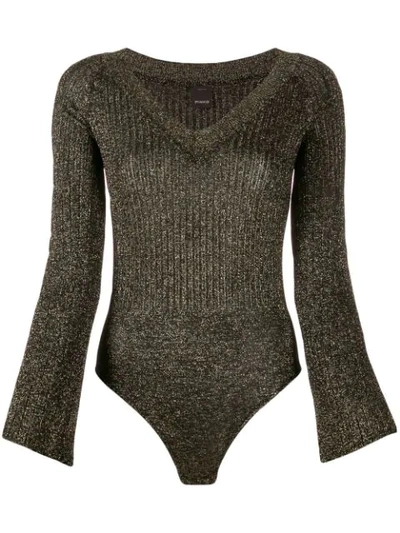 Pinko Metallic-knit Bodysuit - Black