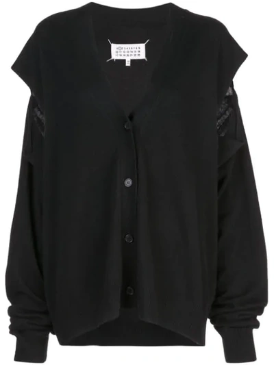 Maison Margiela Cut-out Knitted Cardigan In Black