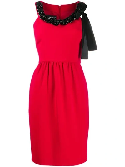 Boutique Moschino Chain-embellished Crepe Dress In Red