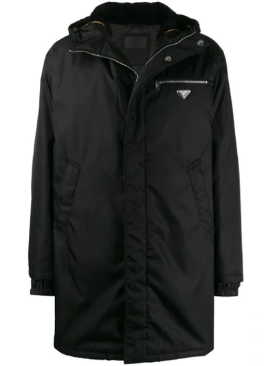 Prada Technical Raincoat In F0002 Nero