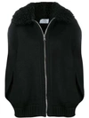 Prada Shearling Collar Zipped Cardigan In F0002 Black