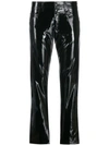 N°21 Vinyl-effect Slim-fit Trousers In Black