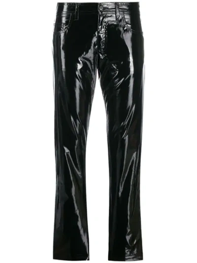 N°21 Vinyl-effect Slim-fit Trousers In Black