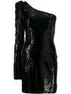 Amen Sequined One-sleeve Dress In Black
