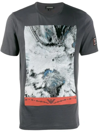 Emporio Armani Contrast Print T-shirt In Grey