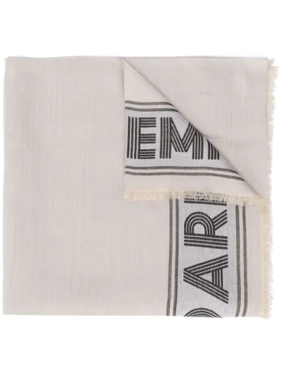 Emporio Armani Logo Print Scarf In Neutrals