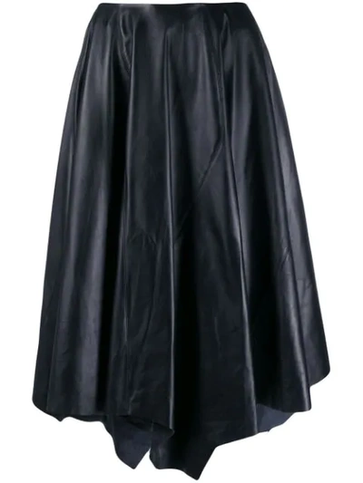 Marni Asymmetric Leather Skirt In Black