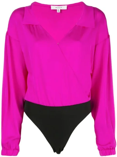Milly Leotard Blouse In Pink