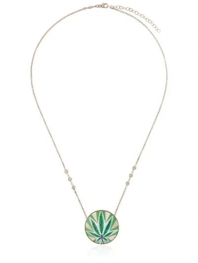 Jacquie Aiche 14k Yellow Gold And Green Sweet Leaf Diamond And Opal Necklace
