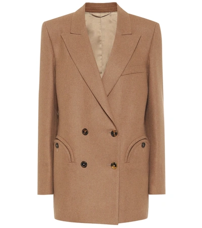 Blazé Milano Cholita Everyday Double-breasted Camel Hair And Wool-blend Blazer In Neutrals